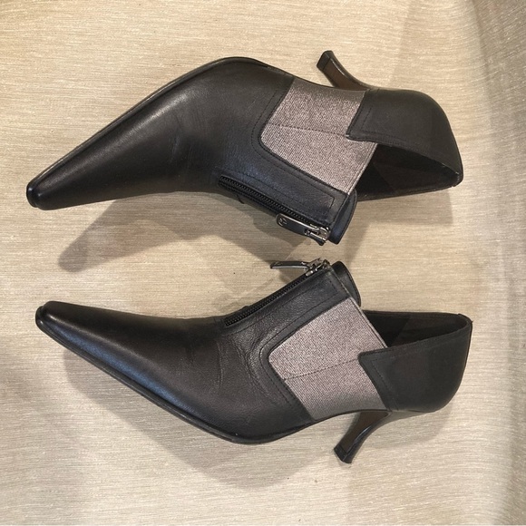 DONALD PLINER Sz 7.5N Pointy Black and Metallic Witchcore Heels Zipper Shoes - Picture 10 of 11